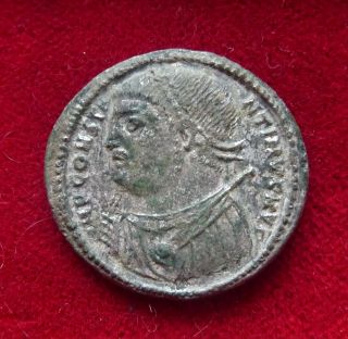 Constantine I Cyzikus Silvered Follis Ae3 Jupiter Holding Nike 306 - 337 Ad photo