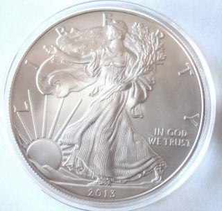2013 American Silver Eagle.  999 1 Oz $1 Silver Bullion Bu Coin H40 Holder photo