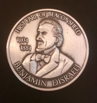 Benjamin Disraeli First Earl Of Beaconsfield Coin - 1 Oz.  999 Silver,  1970 photo