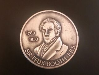 Sir Felix Booth F.  R.  S.  Coin - 1 Oz.  999 Silver,  1971 photo