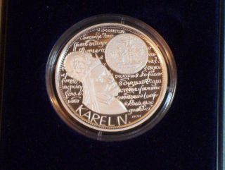 1998 Czech Republic 200 Korun Silver Proof Coin King Charles Iv Czechoslovakia photo