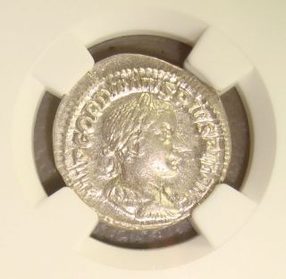 Ad 238 - 244 Gordian Iii Ancient Roman Silver Denarius Ngc Ms 4/5 4/5 photo