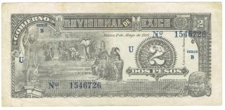 Mexico S711a Gobierno Provisional De Mexico Two Pesos 1916 Issue photo