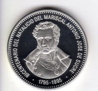 Venezuela Silver 500 Bolivares 1795 - 1995 - Antonio Jose Sucre Proof See Scan photo
