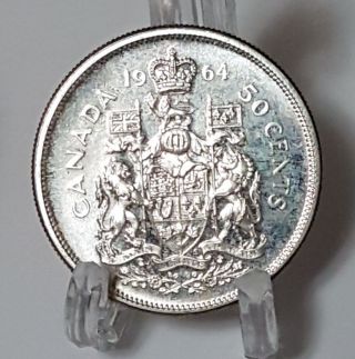 1964 Canada Uncirculated Silver 50 Cent Coin - 800 Silver photo