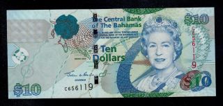 Bahamas 10 Dollars 2005 Pick 73 Unc Banknote. photo