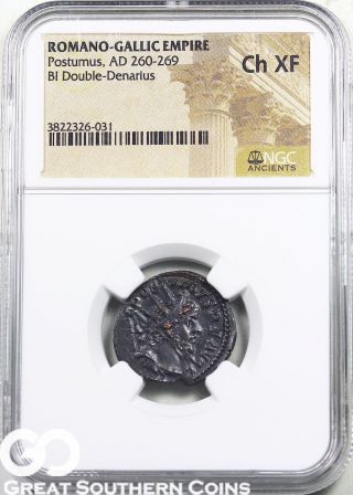 Romano - Gallic Bi Double - Denarius,  Postumus,  Ad 260 - 269,  Ngc Ch Xf Ancient Coin photo