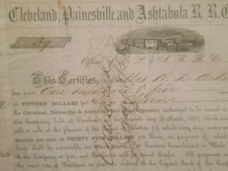 1856 Cleveland,  Painesville And Ashtabula Railroad Company Scrip Pre - Civil War photo
