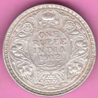 British India - 1912 - One Rupee - King George V - Rarest Silver Coin - 51 photo