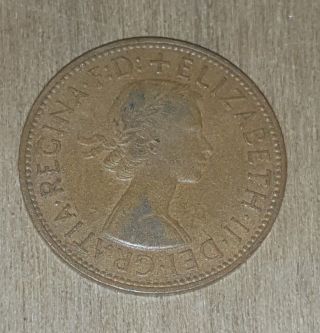 Vintage 1963 British Coin,  Bronze One Penny,  Queen Elizabeth Ii 18 photo