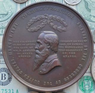 1871 Congress Award 1865 George F Robinson Copper Bronze Julian Pe - 27 Medal 634 photo