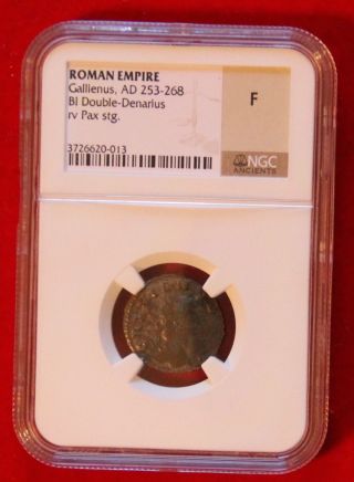 Ancient Roman Empire Gallienus Ad253 - 268 Bi Double - Denarius Copper - Fine Ngc photo
