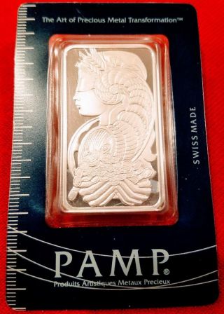 1.  0 Oz 999 Pamp Suisse Vintage Fortuna Silver Art Bar (pre - 2000) In Assay Card photo