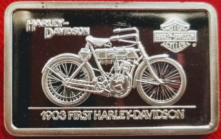 Harley Davidson Art Bar,  1.  4 Oz.  999 Silver,  1903 First Harley Davidson Rare photo
