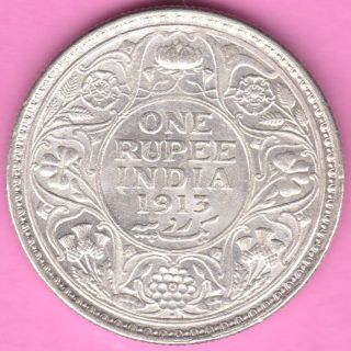 British India - 1913 - One Rupee - King George V - Rarest Silver Coin - 18 photo