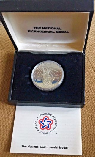 1976 National Bicentennial Silver Medal Statue Of Liberty And - photo