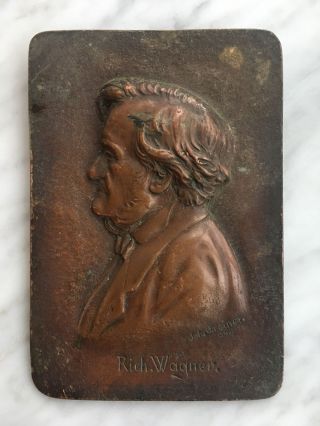 1904 Portrait In Bronze Of German Composer Richard Wagner - Signed photo