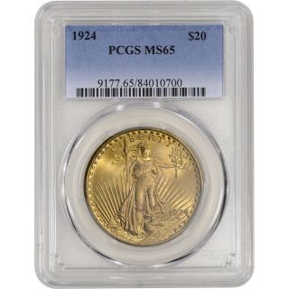 1924 Us Gold $20 Saint - Gaudens Double Eagle - Pcgs Ms65 photo