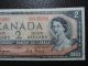 1954 $2 Dollar Bank Note Canada Devil ' S Face Bill C/b6155389 Coyne - Towers F Gr Canada photo 6