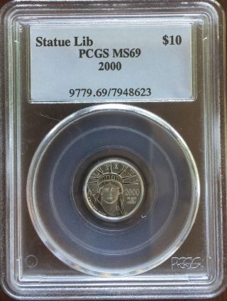 2000 Platinum Liberty Eagle $10 (1/10 Oz Platinum) Pcgs Ms - 69 photo