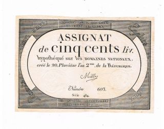 France Assignat French Revolution Pa 77 500 Livres 1794 Sign Mille Vf photo