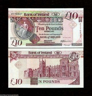 Northern Ireland 10 Pounds P71 1992 Unc Un Record Date Rare Irish Currency Note photo