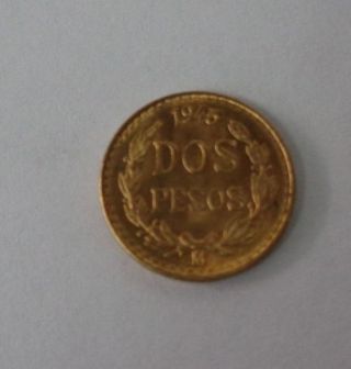 1945 Mexico Dos Pesos 2 Pesos Gold Coin photo