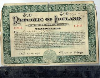 Ireland $10 Bond Certificate Endorsed By Patricia Ann Hurst Eileen Roach Marten photo