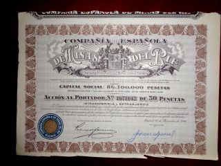 Minas Del Rif,  Share Certificate 1946 Spain Vg photo