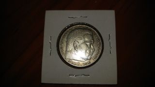 1936 - A 5 - Mark German Silver 3rd.  Reich Swastika Coin photo