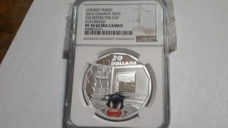 2015 Canada L.  T Sylvester The Cat $20 1 Oz Fine Silver.  Ngc,  Pf 70 Ultra Cameo photo