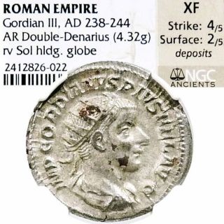 Gordian Iii Ngc Certified Xf Sol Ancient Roman Empire Silver Antoninianus Coin photo