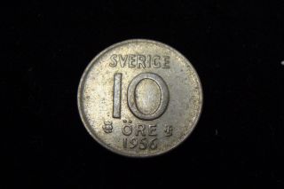 1956 Sweden Silver 10 Ore photo