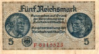 Xxx - Rare 5 Reichsmark Third Reich Nazi Banknote Ok C Print Mist 7 No photo
