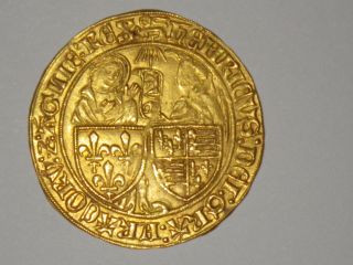 Rare & Gold Anglo - Gallic Salut D ' Or Henri Vi Rouen Mintplace 3.  48 G.  R2 photo