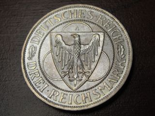 1930 A Germany 3 Mark 15.  00 Gr.  500 Fine Silver Coin Km 70 Details photo