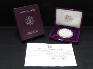 1993 - P American 1 Oz.  Proof Silver Eagle Dollar Coin W/ Box & Papers photo