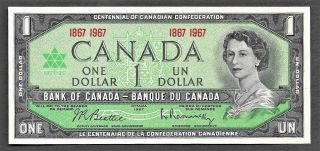 1967 Canada One Dollar Bill,  Bank Note,  Currency,  Paper Money Uncirculated photo