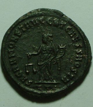 Ancient Roman Coin Constantius Chlorus 305 Ad Moneta Scales Cornucopiae photo