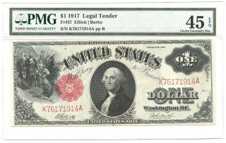 1917 $1 Large Size Legal Tender Note Fr 37 Pmg Choice Extremely Fine 45 photo
