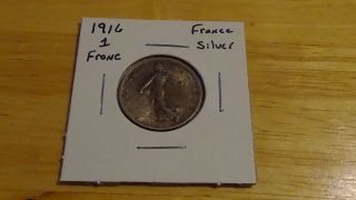 1916 France Republique Francaise 1 One Franc Seed Sowing Silver Coin photo