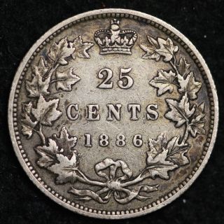 1886/7 Canada Twenty Five Cents Choice Vf,  E345 Utn photo