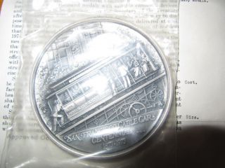 Rare 1973 - P San Francisco Cable Car Centennial Sterling Silver Medal Ltd 9 Oz photo