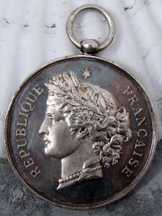 Antique 1891 Large French Silver Plated Medal Award Price Of Music photo