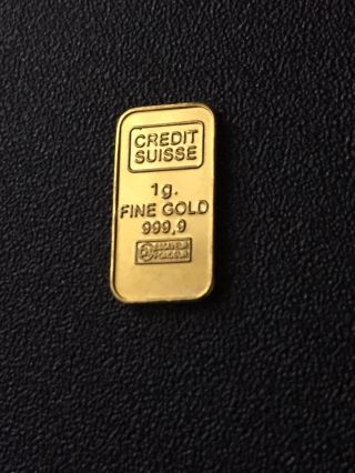 Credit Suisse - 1 Gram Gold Bullion Bar 999.  9 24k Pure Solid Gold - 1g photo