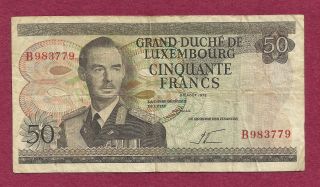 Luxembourg 50 Francs 1972 Banknote B983779 - Grand Duke Jean/workers In Factory photo