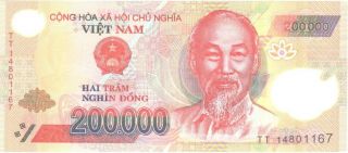 Vietnam 5 X 200000 = 1million Dong Polymer Vietnamese Currency - Unc photo