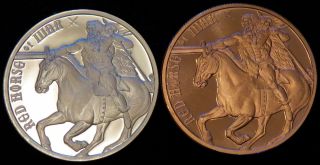 Red Horse Of War 1 Oz Silver/copper Round - Four Horsemen Of The Apocalypse photo