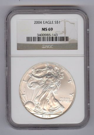 2004 American Silver Eagle Ngc Ms69 photo