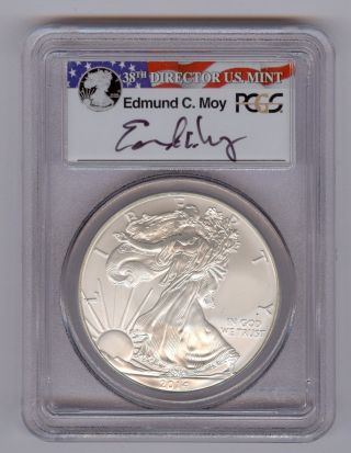 2014 (s) American Silver Eagle Pcgs Ms69 - Signed Edmond C.  Moy photo